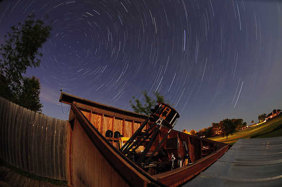 Star Trails Over Amateur Observatory