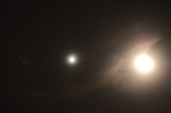 Moon, Venus, and Beehive Cluster