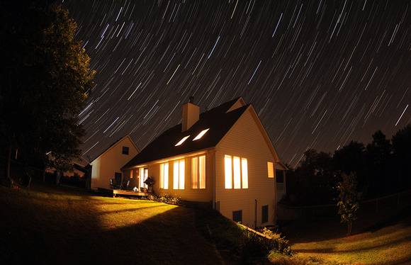 Star Trails over House